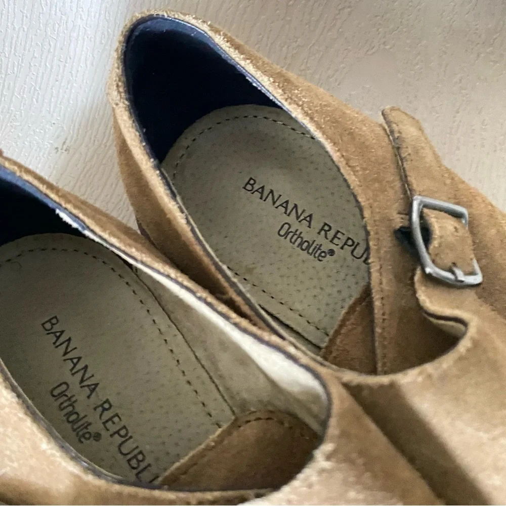 Banana Republic Marden tan Suede Double Monk derby oxfords Shoe men 8.5